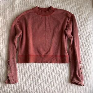Free People Red Rose Dusty Sweatshirt with Button Cuffs